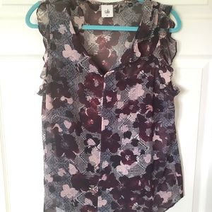 Cabi floral blouse with lined tank underneath
